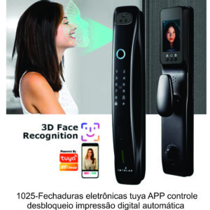 1025-Fechaduras eletrônicas tuya APP controle desbloqueio impressão digital automática 3D Senha digital
