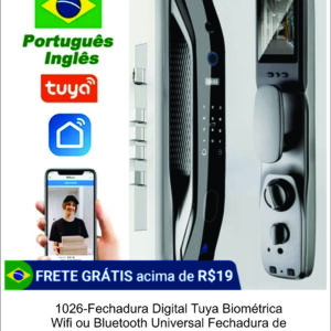 1026-Fechadura Digital Tuya Biométrica Wifi ou Bluetooth Universal Fechadura de Sobrepor Digital